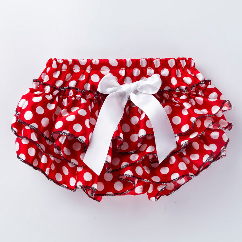Girls bow-knot satin triangle shorts multicolor children's pants