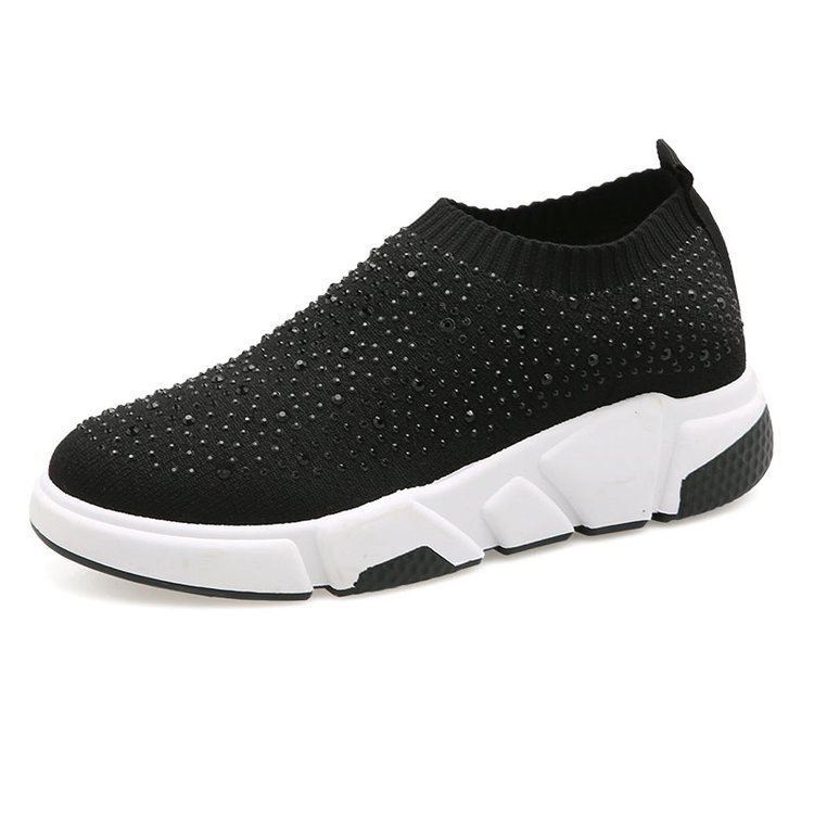 Thick-soled rhinestone socks shoes
