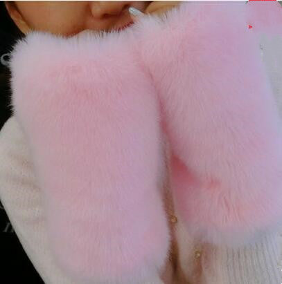 Faux Fur Women's Half-finger Gloves For Autumn And Winter