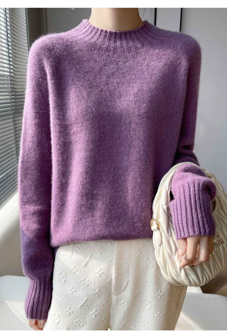 Thickened Half-high Collar Pure Wool Sweater Women's Seamless Sweaters Bottoming Shirt