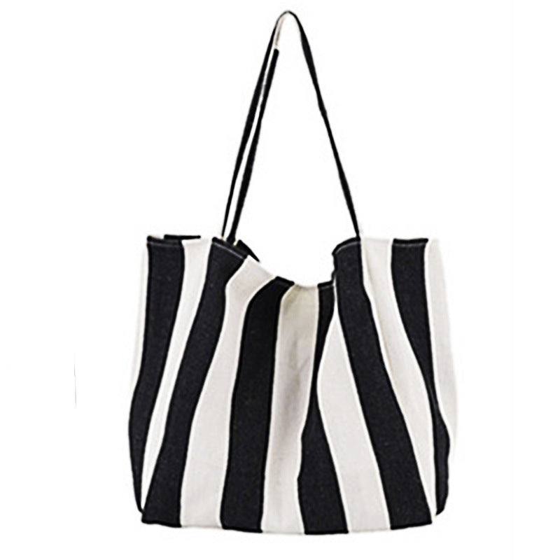 Retro Canvas Large Capacity Women's Fashion Stripe Shoulder Bag