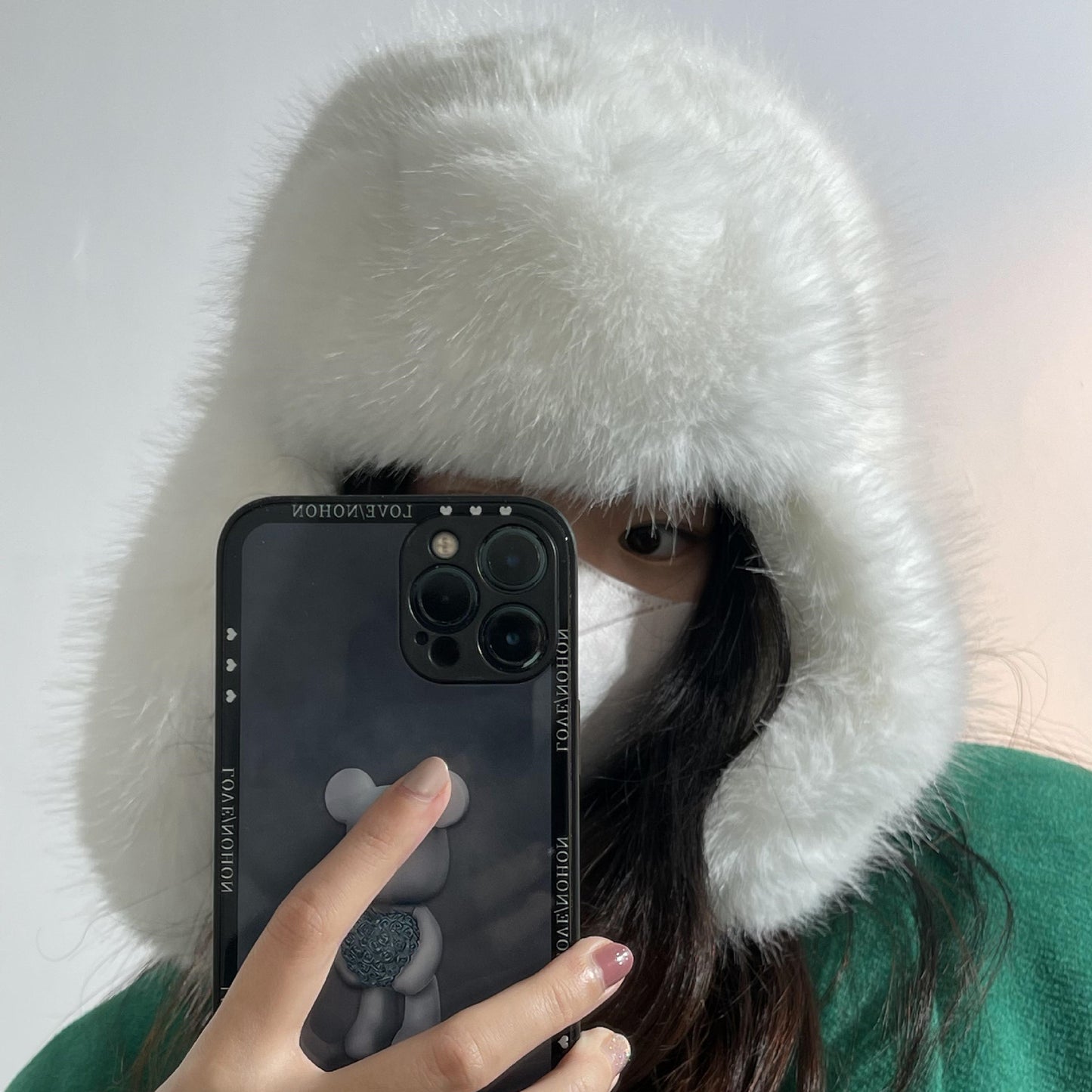 Blå Minkfløjl Ushanka Dame Nordøst Plys Hjelm