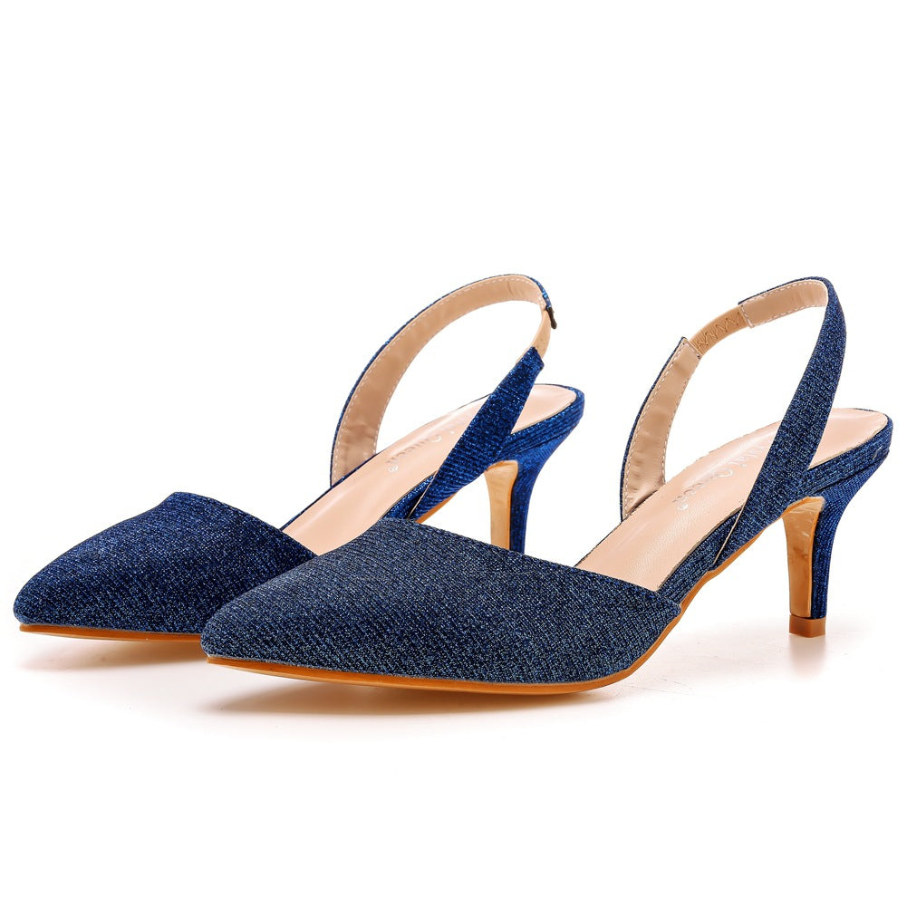 Low-cut Pointed-toe Color-changing Cloth Plus Size Sandals  6cm