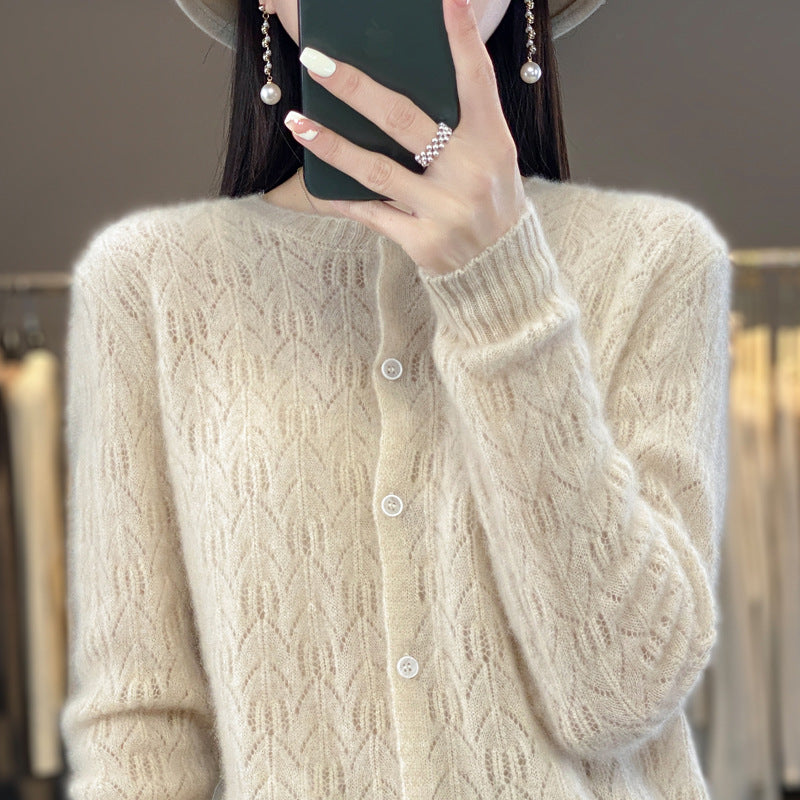 Slimming Round Neck Sweater Coat Women's Top