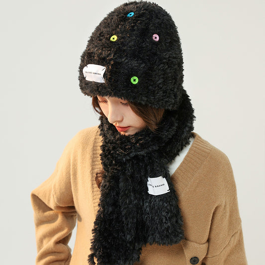 Women's Winter Button Versatile Wool Hat
