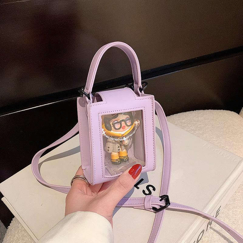 Niche Cartoon Transparent Portable Messenger Bag Texture