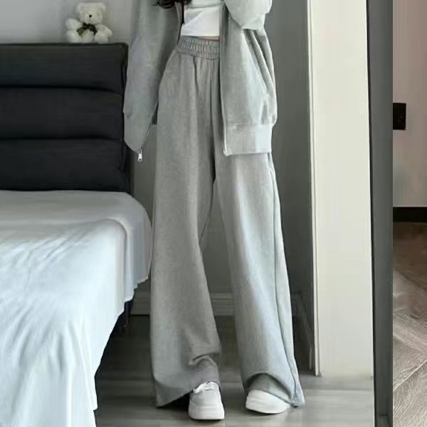 Autumn And Winter Loose Lazy Style Hooded Jacket Student Korean Version Wide-leg Pants Casual Two-piece Set
