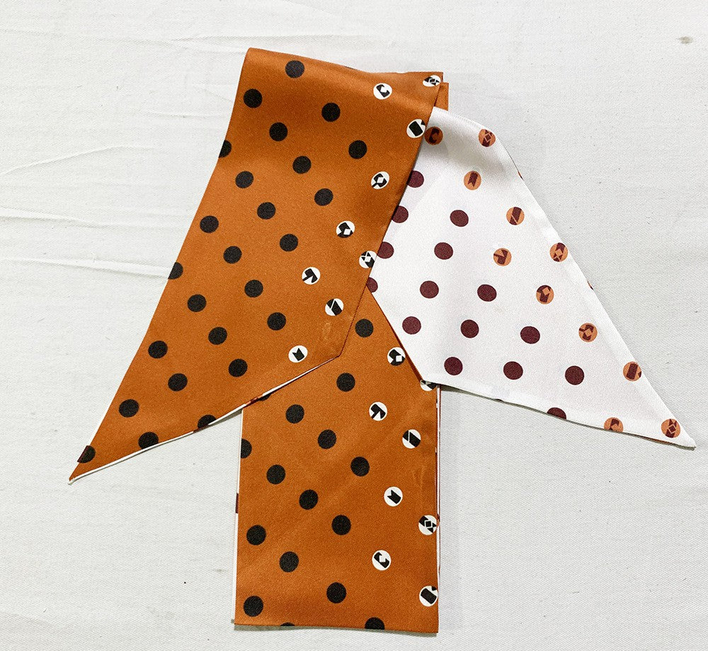Polka dot double stitching small long scarf