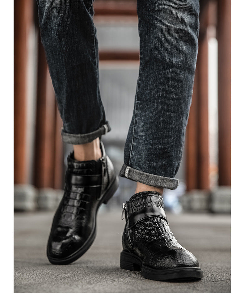mønstrede høje business casual lædersko
