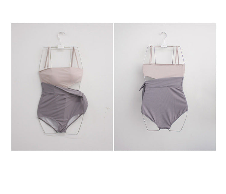 One Piece Swimsuit Women's Leaky Waist Tie