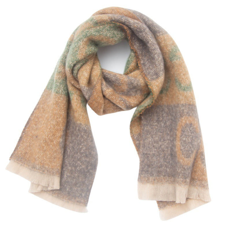 Men's And Women's Short Beard Jacquard Letter Scarf