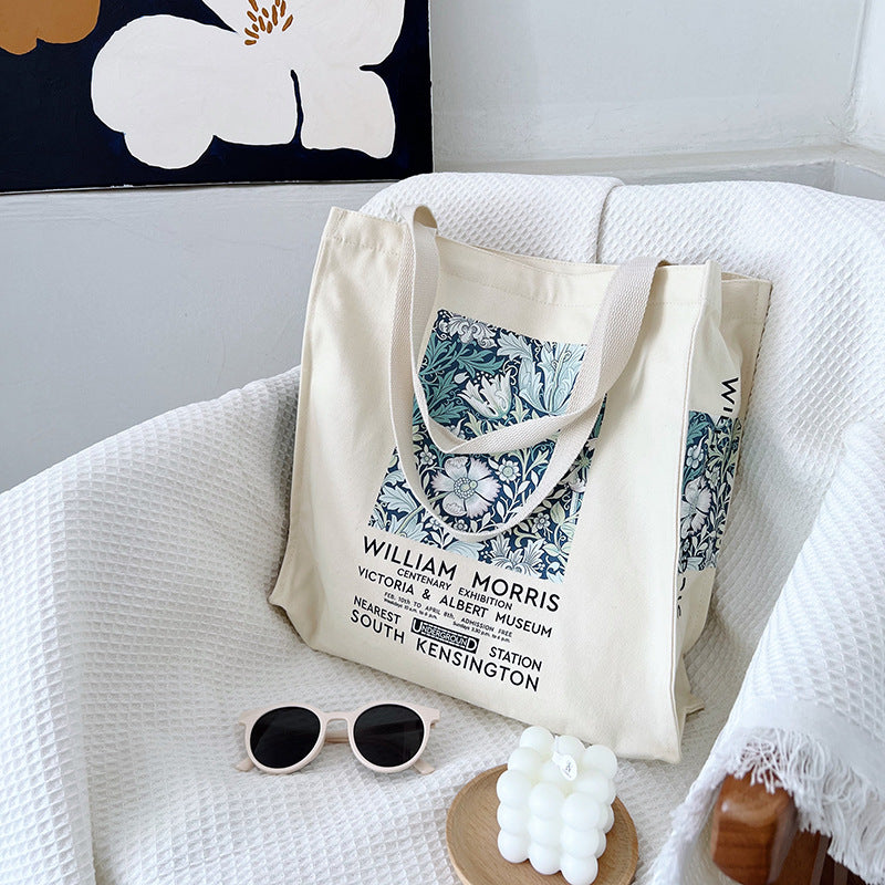 Spring Flowers Blooming English Large Capacity One Shoulder Canvas Bag
