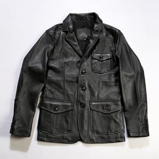 Fashion Single-breasted Casual Leather Suit Jacket