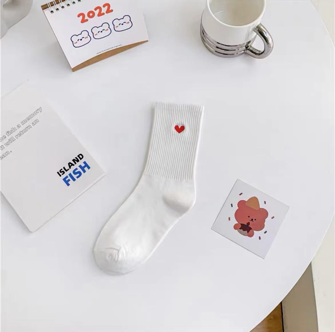 Women's Summer Embroidery Love Pure Cotton Socks