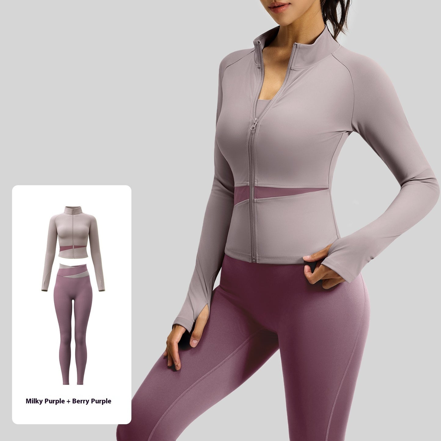 Juyi Tang Peach Color Matching Yoga Suit Nude Feel High Elastic Female