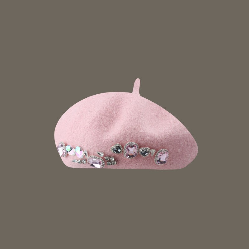 Hundred Take Show Face Small Wool Tweed Painter Pumpkin Hat