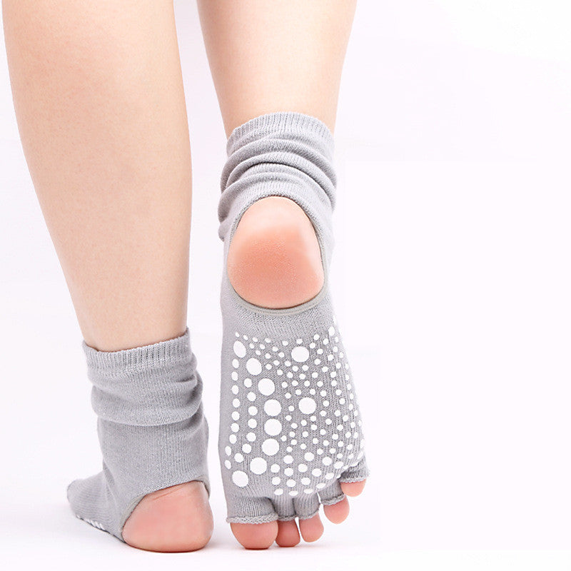 Solid Color Five-finger Non-slip Middle Tube Yoga Socks