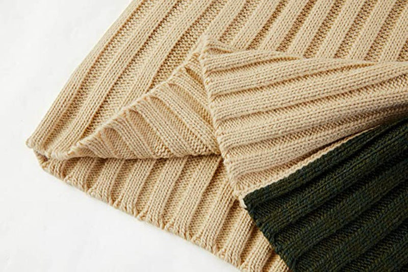 Men's European And American Color Contrast Knitwear Long Sleeve High Collar