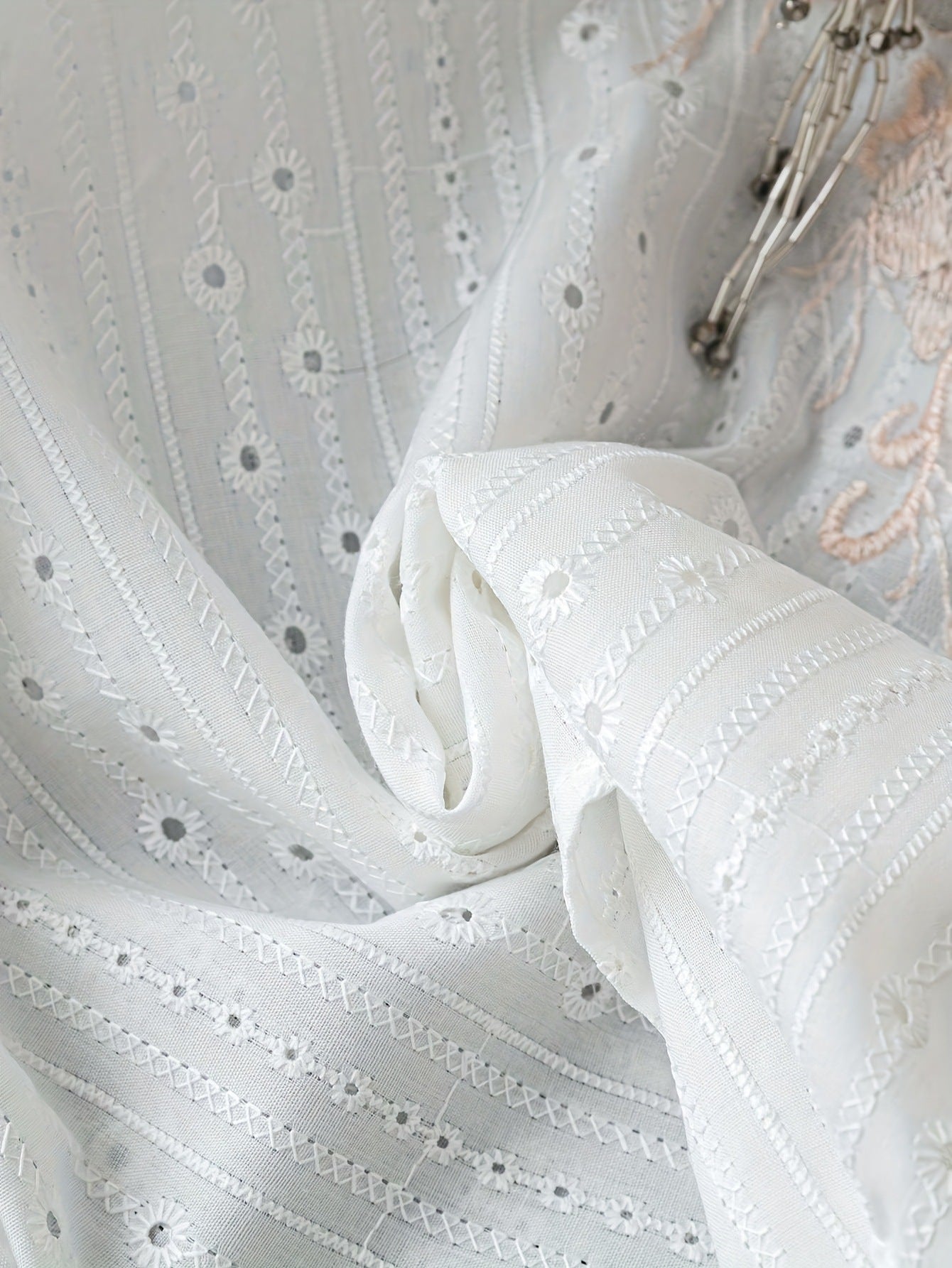 Elegant 3D Embroidered Floral V-Neck Top Shirt