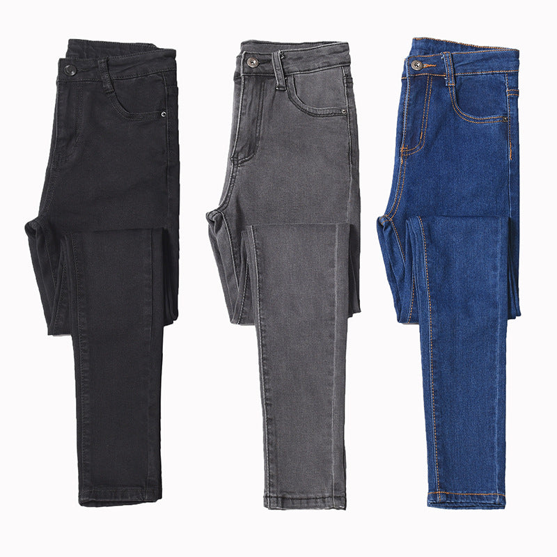 Dame-stretchjeans med høj talje og pencilpasform