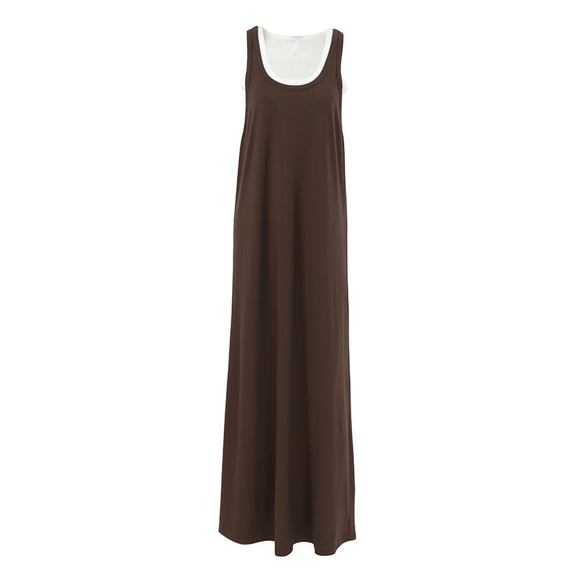 Vest And Nightgown Set Loose-fitting Long Dress Knitted