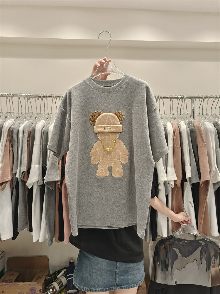Cartoon Peplum Women's Printed Half Sleeve T-Shirt