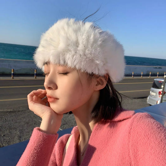Plush Cross-Over Wide Thickened Warm Hairband For Women