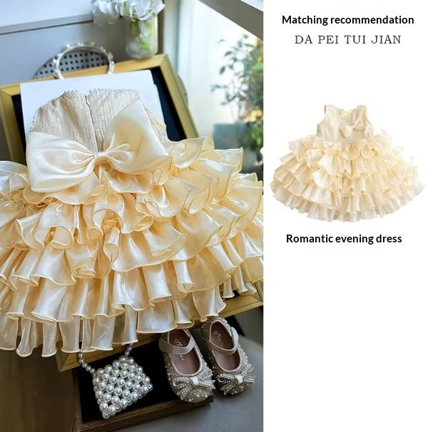 Light Luxury Western-style Birthday Princess Dress Performance Gown Wedding Flower Girl Dress