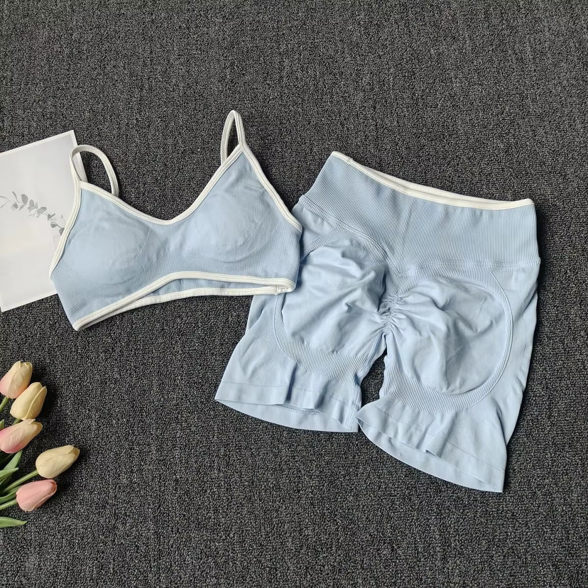 Womens High-Waisted Leggings And Top Two-Piece Workout Set