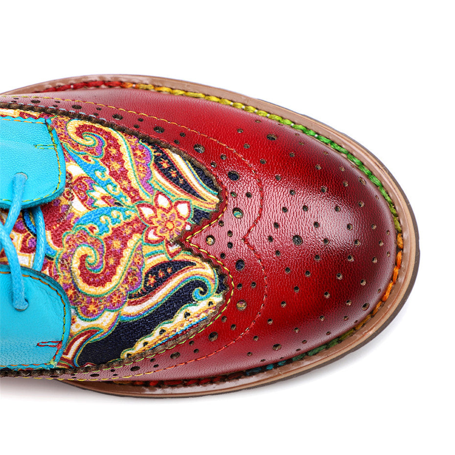 Casual Retro Ethnic Style Brogue Leather Shoes