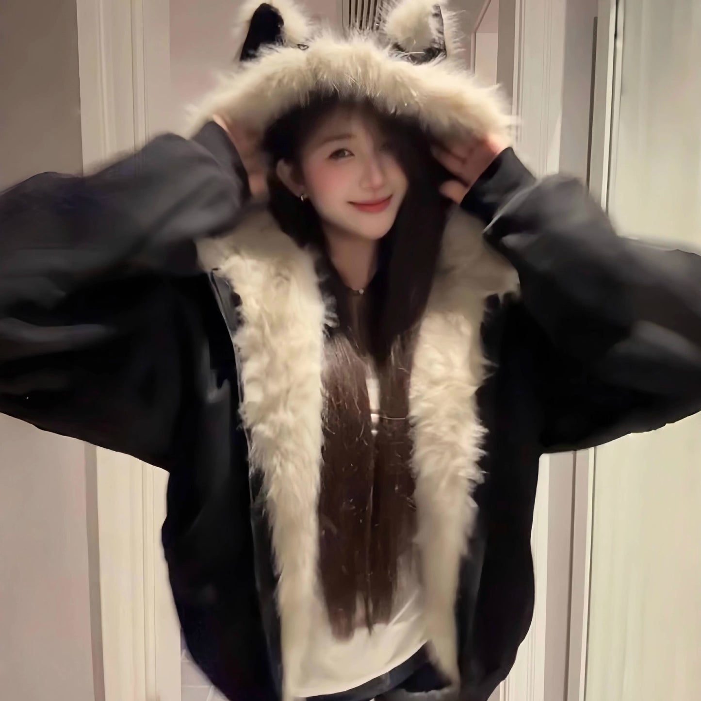 Autumn And Winter Thickening Black Clip Cotton Jacket