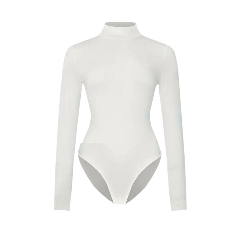 Solid-color Form Fitting Long Sleeve Yoga Bodysuit