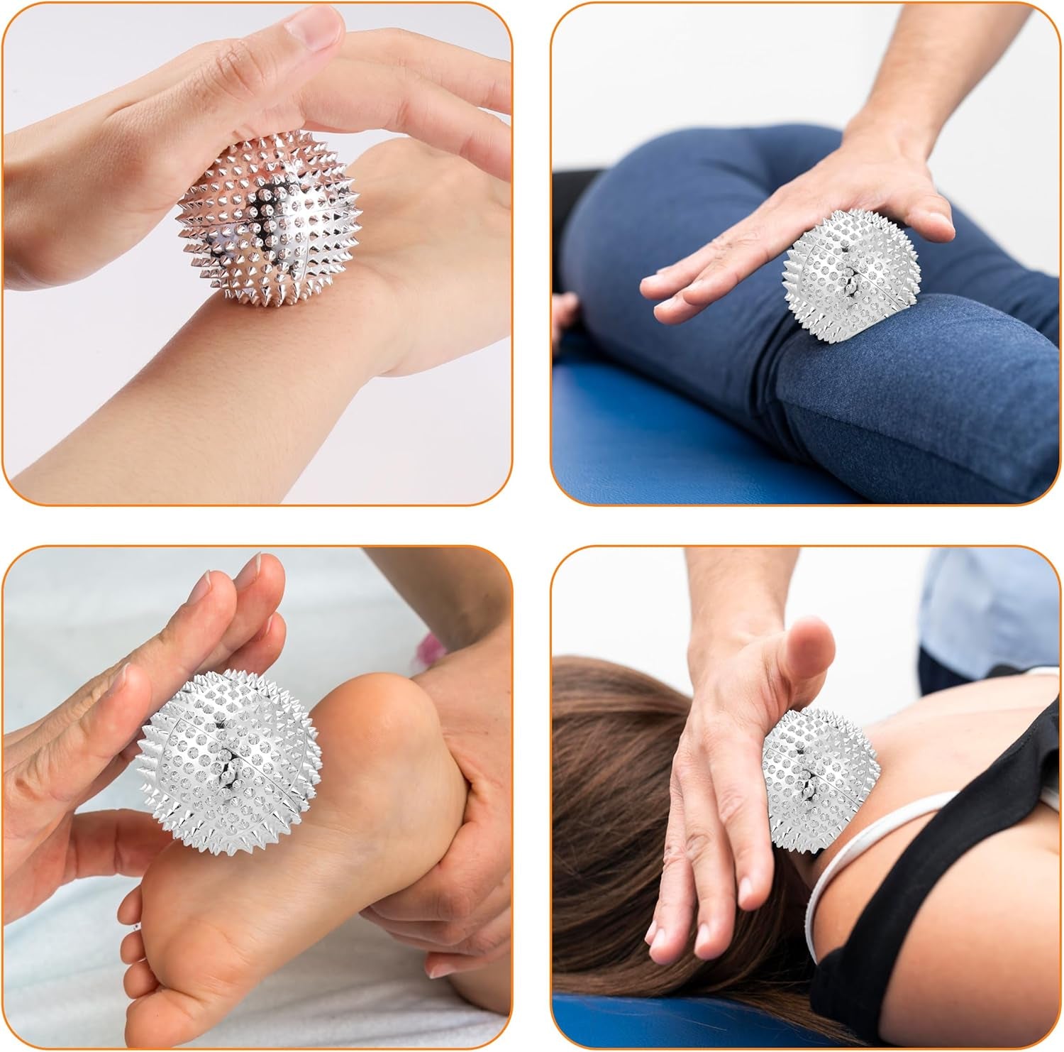 2Pcs Bolas Magnéticas De Acupresión, Bola De Masaje De Manos Con 5 Anillos De Masaje, Masaje Erizo Masajeador Bolas, Para Aliviar Las Manos Y Los Pies De Adultos Y Niños