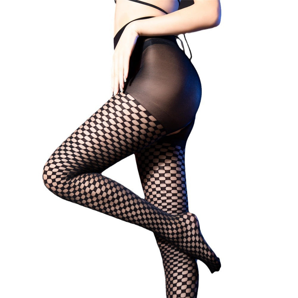 Solid-color Womens Open-crotch Silk Stockings