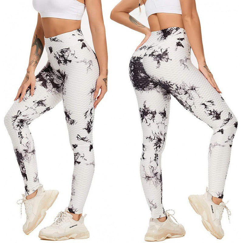 Tie-dye Jacquard Bubble Yogabukser til damer