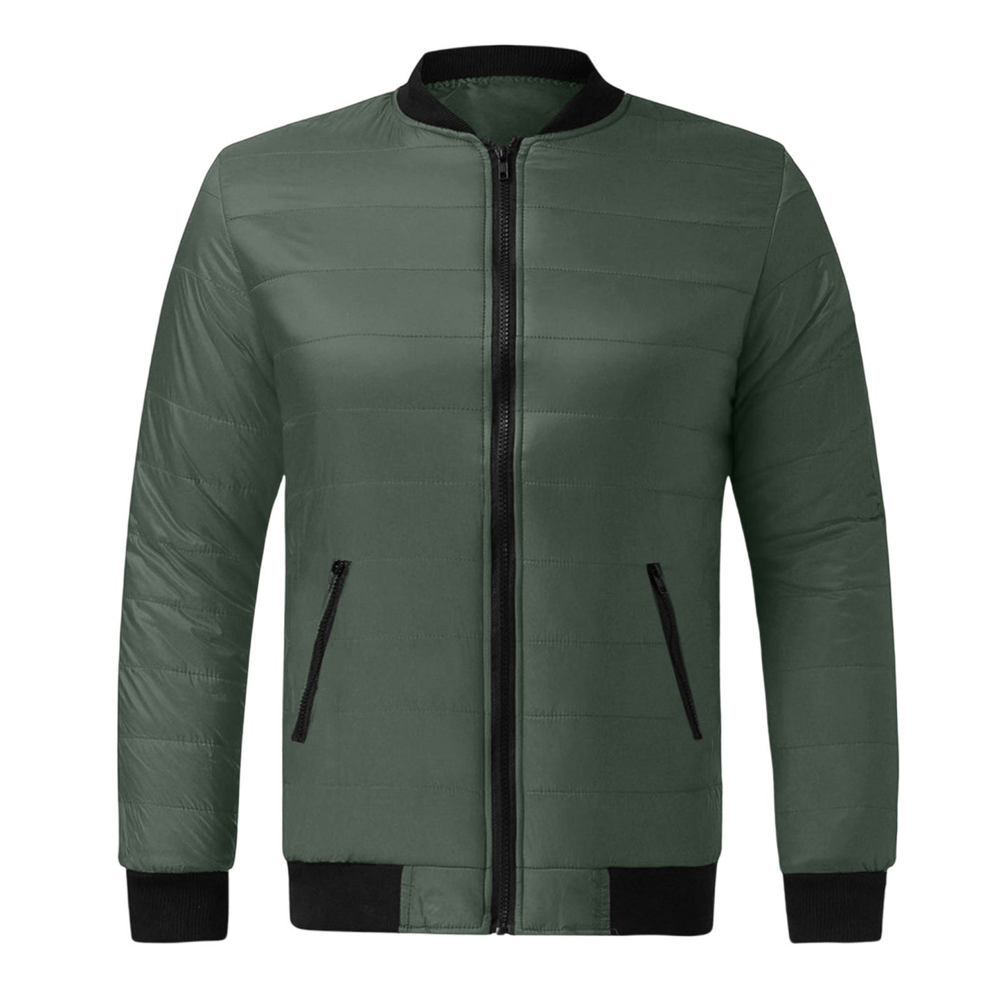 Mens Solid-Color Stand-Up Collar Cotton Padded Jacket Baseball Uniform