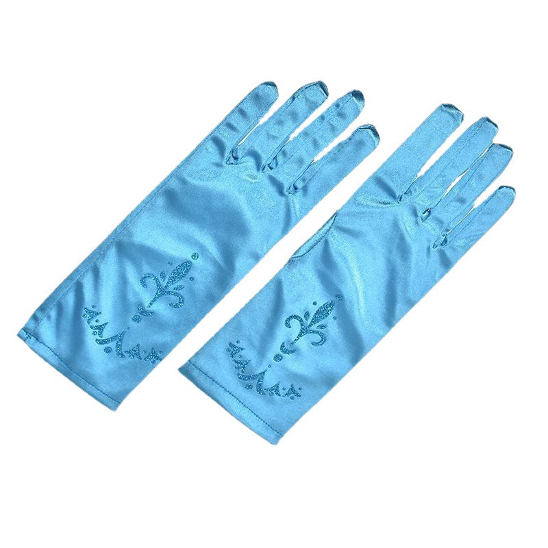 Children's Fashion Simple Printed Satin Gloves