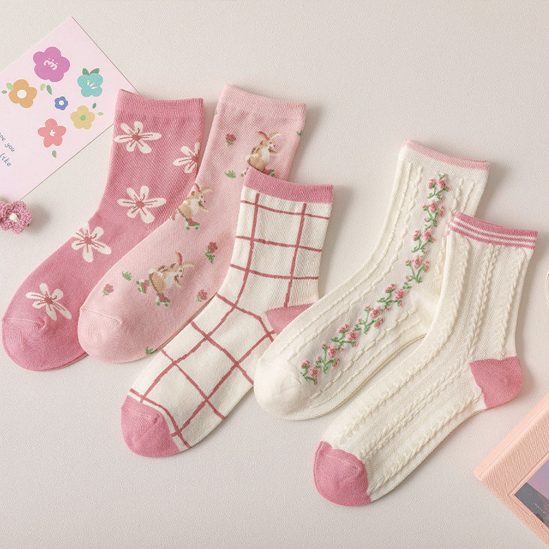 Women's Japanese Cute Cartoon Flower Socks