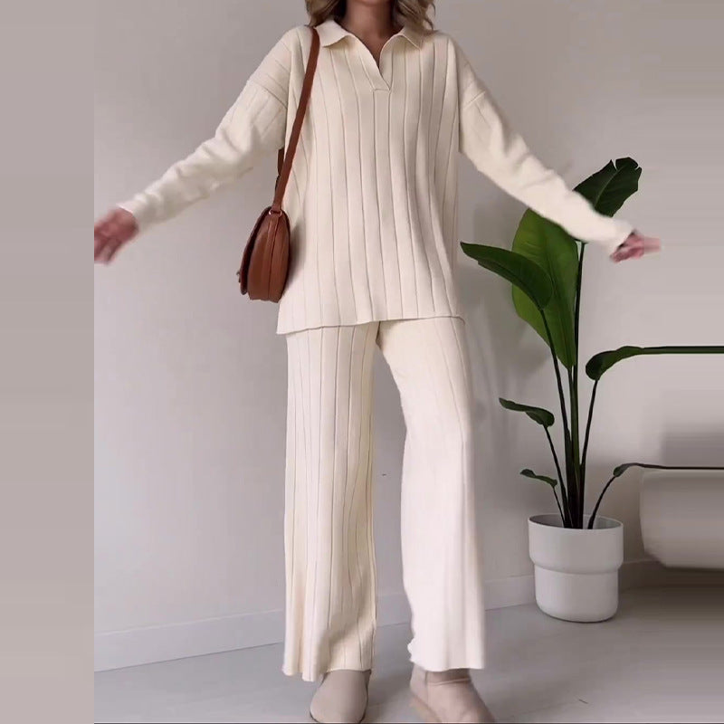 Autumn New Solid Color Line Pattern Slim Lazy Style Suit For Women
