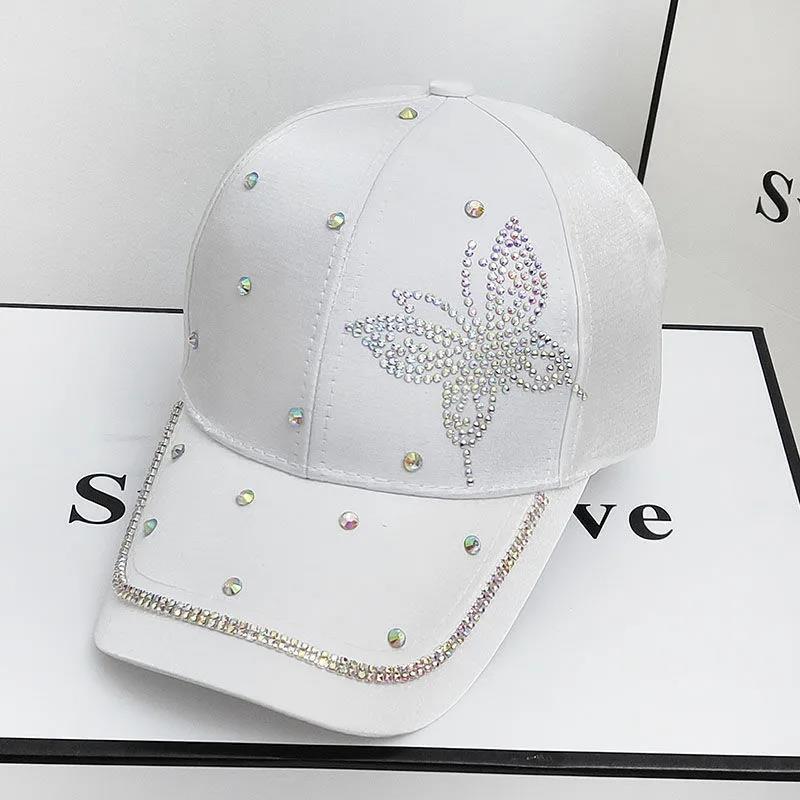 New Women's Rhinestone Butterfly Mercerized Baseball Hat Fashion
