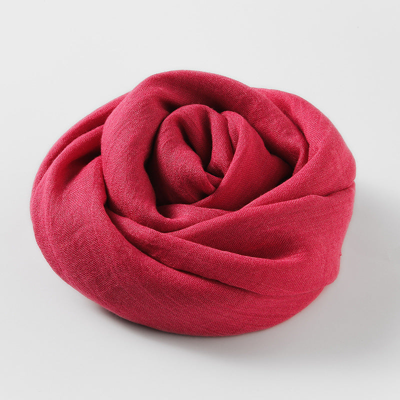 Artistic Sunscreen Solid Color Cotton And Linen Scarf