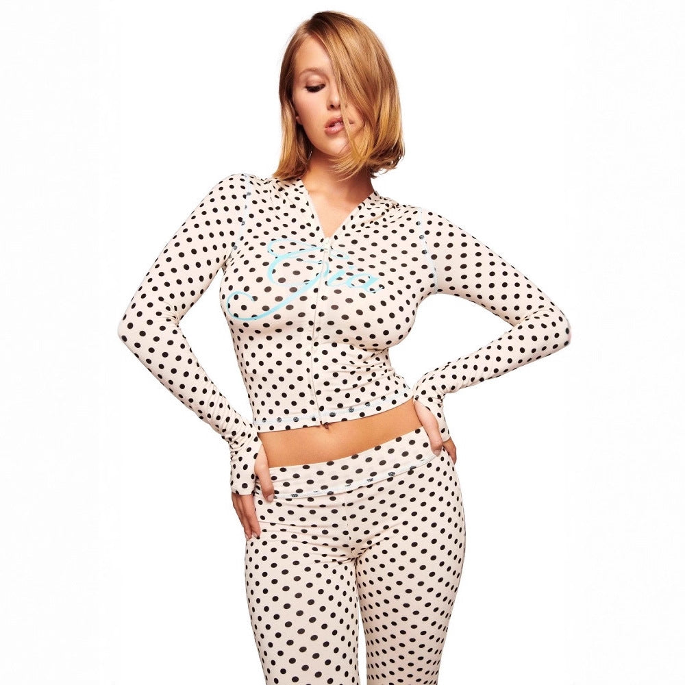 Solid-color Open-collar Printed Casual Long-sleeve Suit