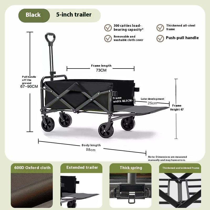 Rear Camp Trailer Outdoor Folding Oversized Camping Hand Buggy