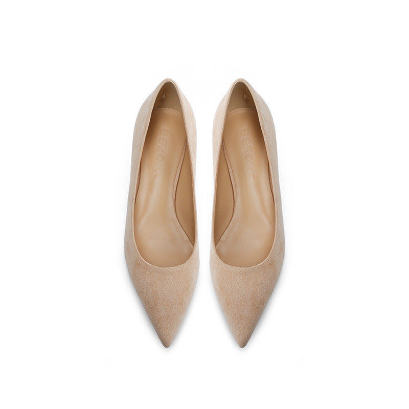 Women's Pointed Toe Fine Gold Suede High Heels