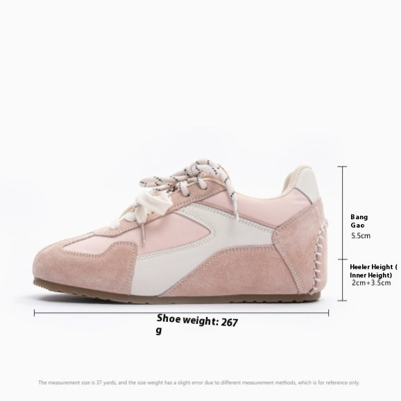 Sunset Forest Deconstruction Retro German Training Shoes Women's Shoes With Hidden Heels Genuine Leather Spring New Cortez Casual