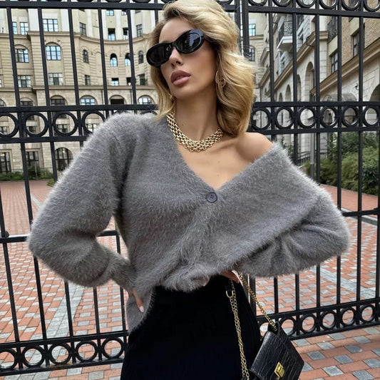 European And American New Loose V-neck Casual Sweater Women