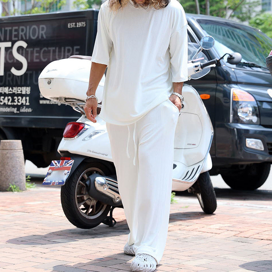 Men's Autumn Casual Long Sleeve Pants Knitting Suit