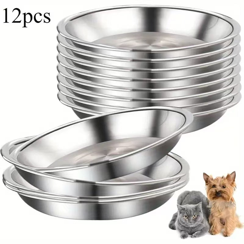 Nourriture pour chat alimentation pour animaux Assiette pour animaux en acier inoxydable Bassin à riz épaissi