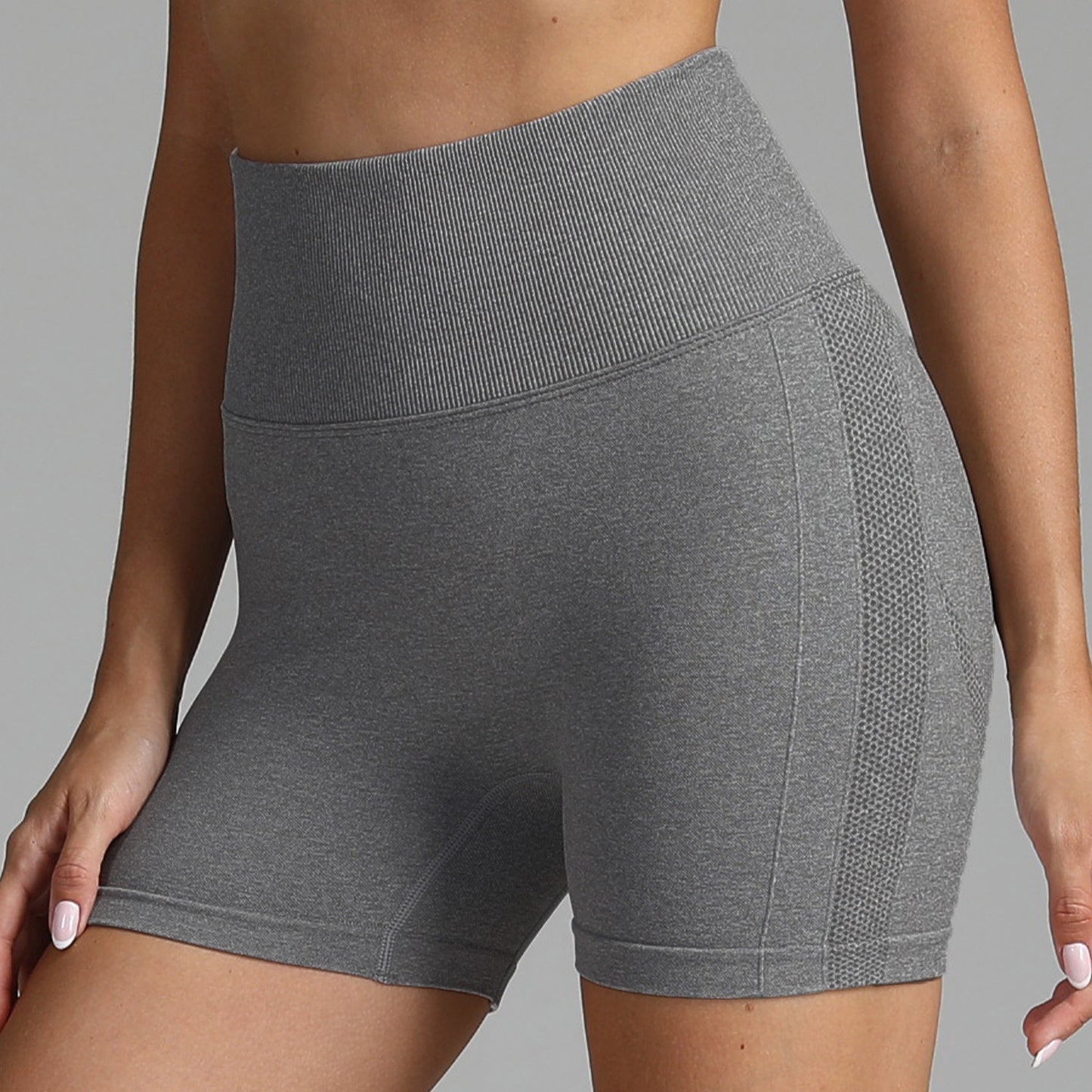 Sømløse yogashorts til kvinder ensfarvede højtaljede hofteløftende fitnessbukser løbetræningsbukser