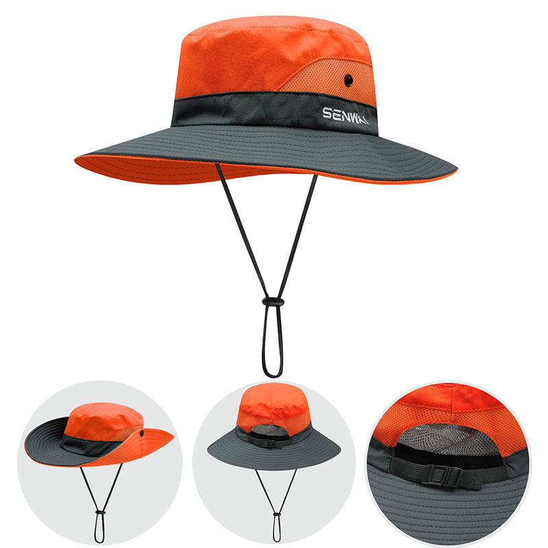 Bucket Hat Women's Summer Outdoor Sun Hat Exposed Ponytail Sun Hat Sun Protection Hat